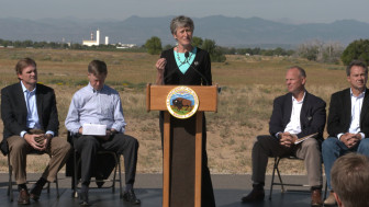 Interior Secretary Sally Jewell announced the greater sage grouse is not warranted for protection under the Endangered Species Act during a press conference at Colorado's Rocky Mountain Arsenal National Wildlife Refuge.