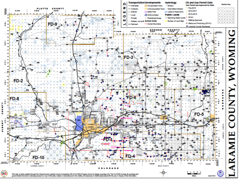 Laramie County well locations and permit applications as of May 2014