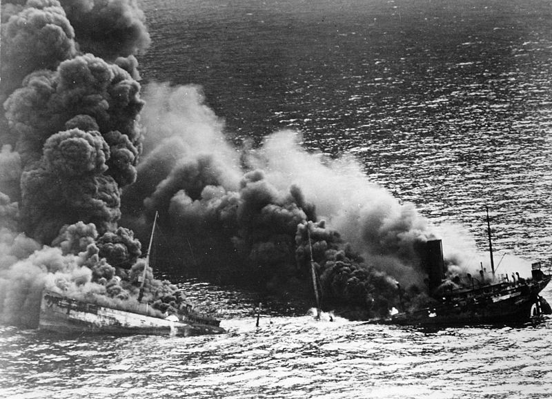 Allied tankers were regularly torpedoed in Atlantic Ocean by German submarines during World War II in an attempt to disrupt the fuel supply chain. 