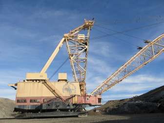 Dragline removes overburden at Cordero Rojo Mine outside Gillette, WY. It is the third largest coal mine in the country.