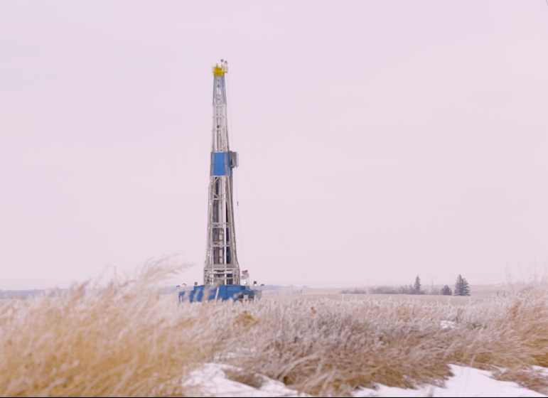 A drilling rig outside Watford City, North Dakota, in December 2014.