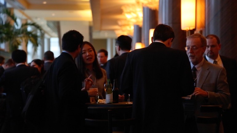 CERAWeek attendees network during one of the event's nightly cocktail parties.