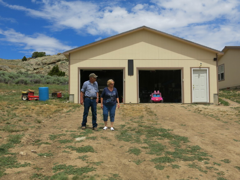 Jim and Lyn Schneider at their home near Alcova, Wyoming.