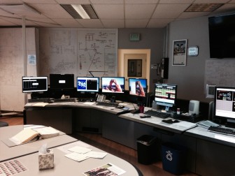 A view from inside the dispatch control room at Delta-Montrose Electric Association in Montrose, Colorado.