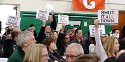 Signs asking for the complete closure of the Aliso Canyon Gas Storage facility, which Southern California Gas considers an essential asset, are beginning to appear at rallies held by residents of Porter Ranch, Jan. 9, 2016.
