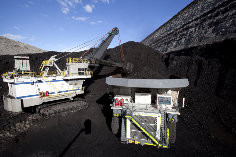 A P&H 4100 shovel loads coal at Peabody Energy's North Antelope Rochelle coal mine