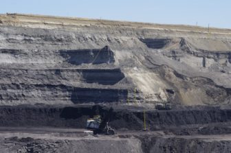 A shovel digs coal at Cloud Peak Energy's Antelope mine. June 2, 2016. 